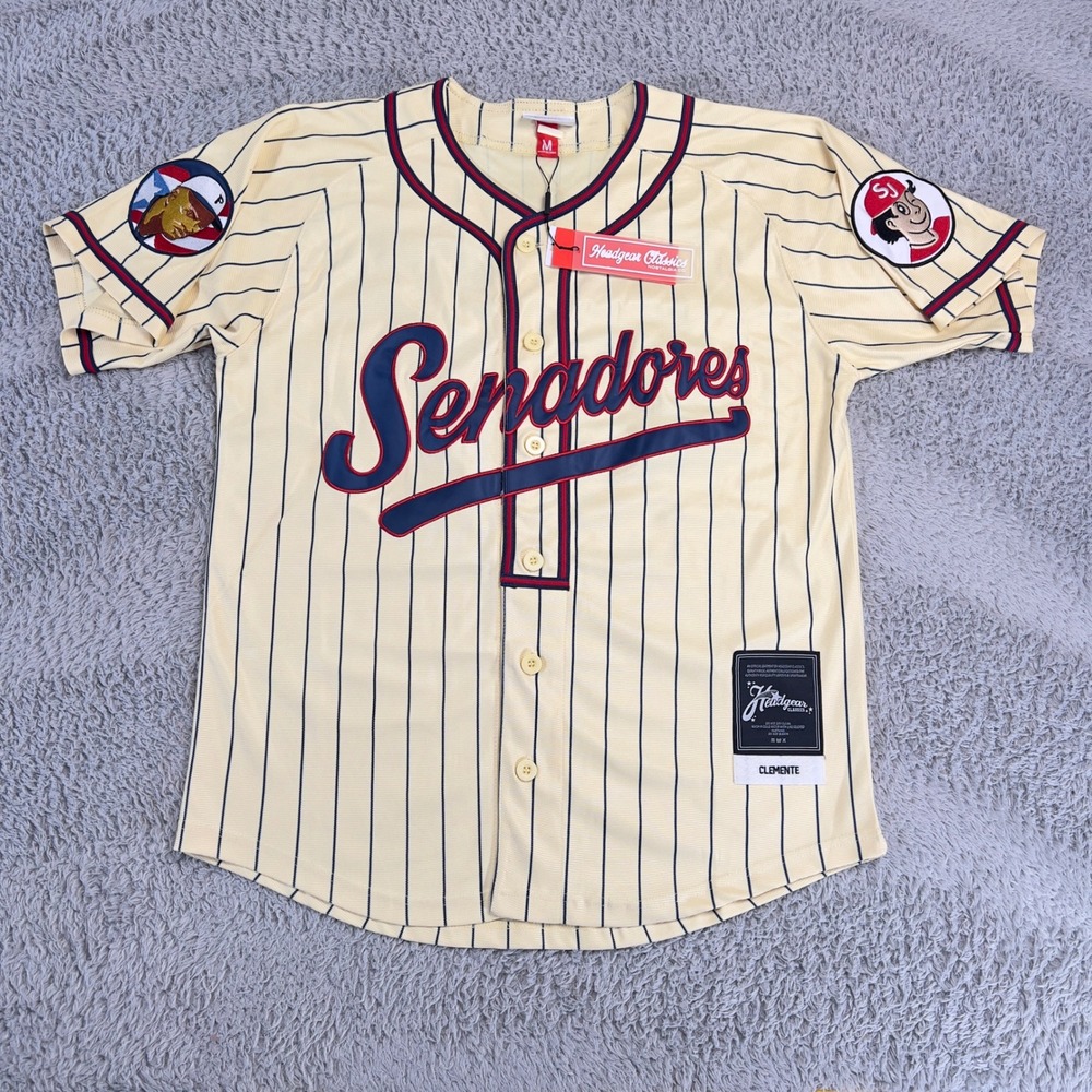 Headgear Classics Roberto Clemente Senadores de San Juan Baseball Jersey M NEW